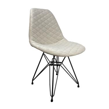 Imagem de Cadeira Jantar Estofada Nude Eiffel Eames Base Ferro Preto