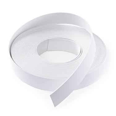 Imagem de FAKILO Borda de borda de PVC 9,5 cm x 7,6 m branca com adesivo hot melt pré-colado para acabamento de fita de borda para consertos de madeira compensada de armário e restauração de móveis