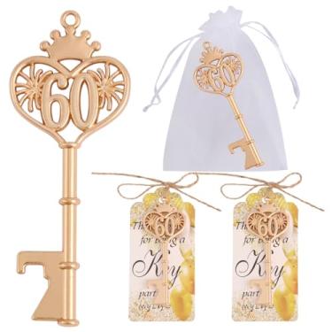 Imagem de Cesdai 50 Peças, 60 Lembrancinhas Para Festa De Aniversário, Abridor Garrafas, Chaveiro Cerveja Convidados Com Saquinhos Organza E Cartões Agradecimento, Materiais Decoração Abridores