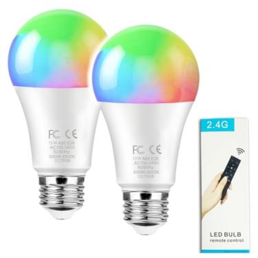 Imagem de GRV Lâmpada Inteligente 12W A60 Com Controle Remoto De 2,4 Ghz, Led Rgbw Mudança Cor, Regulável Continuamente 3000 A 6500 K, Equivalente Incandescente 100 W, Cri 1000 Lm > 80, Base E26, Decoração Pa