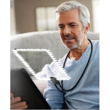 Imagem de Sagefidere Lupa 5X Mãos-Livres Com 50 Luzes Led, De Página Inteira, Pescoço Ganso Flexível, 6,7" X 9,5" Para Uso No Pescoço, Grande Leitura, Reparo E Costura