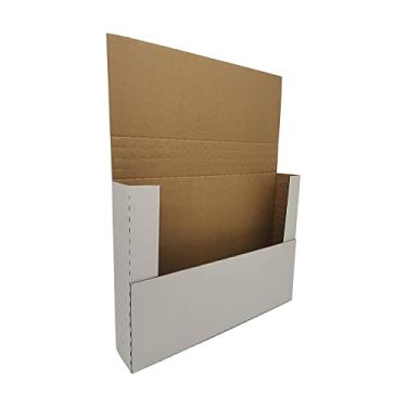 Imagem de Rnisda Pacote Com 50 Caixas De Papelão Ondulado Dobráveis 11,125 X 8,625 2 Pol., Pequenas Remessa Altura Ajustável Para Embalagem Revistas Em Quadrinhos, Brancas (W1182E50)