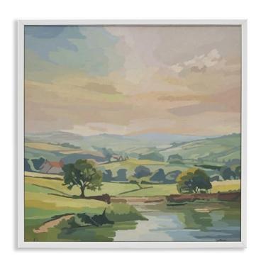 Imagem de Stupell Industries Paisagem campestre do meio-oeste branco emoldurado giclée design de arte por Amelia Noyes, 17 x 17