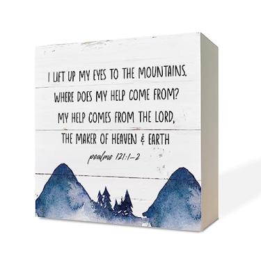 Imagem de Razpah Placas De Madeira Cristãs, Versículo Bíblico Salmo 121:1-2, Decoração Mesa, Placa Sinalização, Religiosa Para Casa, Presentes Rústicos Fazenda Com Escrituras