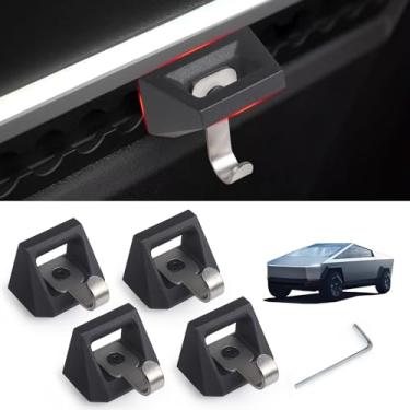 Imagem de CNSPEED Gancho de trilho de cama L Gancho de trilho compatível com Tesla Cybertruck 2025 2024 2023, gancho de trilho L de aço estilo OEM resistente para acessórios Cybertruck (4 ganchos peças)