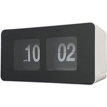 Imagem de TourKing Relógio de mesa digital flip para quartos relógio vintage retrô (preto + branco)