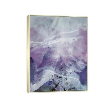 Imagem de MUHJDYC Zao Wou-ki Pintura famosa abstrata - imagem de arte em tela - arte de parede para sala de estar - reprodução de impressões (roxo) moldura prata 20x25cm-8x10in