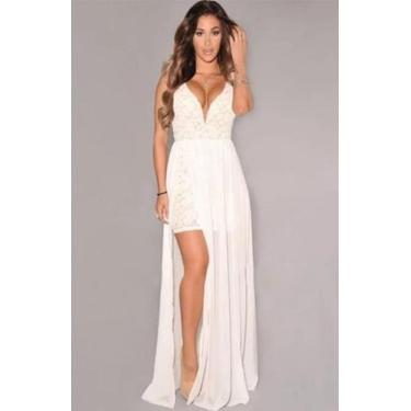 Imagem de Vestido De Noiva Pré Wedding Ou Civil De Renda E Tecido Fino - AUGUI N