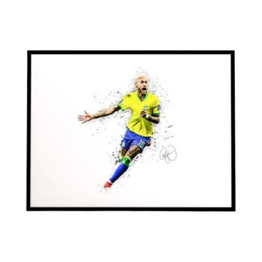 Imagem de Lionel Messi Mbappé Neymar Abstrato Aquarela Atleta Pintura Em Tela Ar