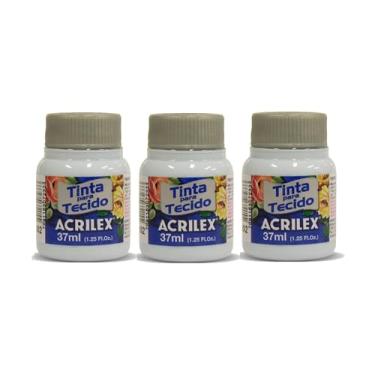 Imagem de Tinta Para Tecido Fosca Acrilex 37ml 3 Unidades Artesanato Fixação Frio Alta Cobertura – Fixação a Frio e Alta Cobertura Com Acabamento Fosco, Este Kit É A Escolha Perfeita Para Quem Busca Qualidade (Branco 519)