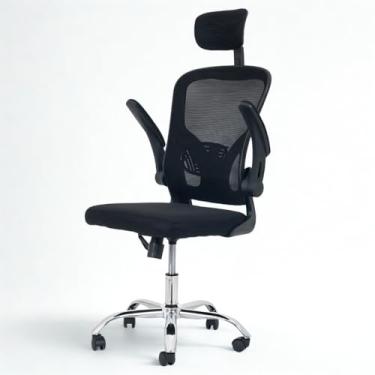 Imagem de Cadeira de Escritório Ergonômica, Malha Respirável, Apoio de Cabeça Ajustável, Braços Reclinaveis, Base Cromada, Apoio Lombar, Executiva Presidente, Gamer