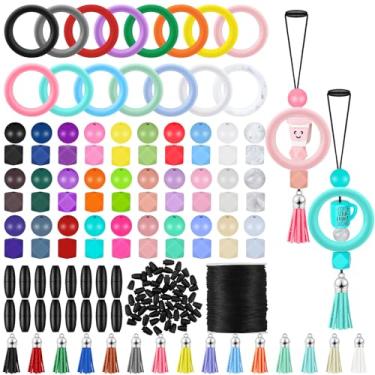 Imagem de Maysing Conjunto de 15 anéis de silicone, contas redondas de silicone de 65 mm, borlas para pingentes de carro, joias, pulseiras, colares, suprimentos para pendurar