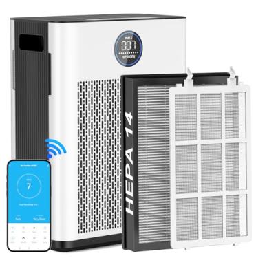 Imagem de FRESHDEW Purificador De Ar Freshsdew Smart Wi-Fi Para Residências Com Filtro Hepa H14 E Carvão Ativado, Remove 99,99% Poeira, Odores, Fumaça Pelos Animais. Cobre Até 2.300 Pés Quadrados, Silencioso