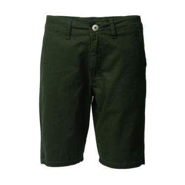 Imagem de Bermuda Masculina Guitta Rio Sarja Reta Verde Militar, Verde escuro, 3