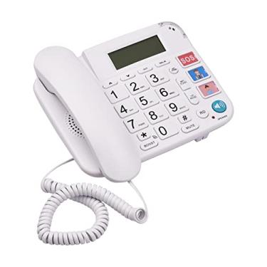 Imagem de CIADAZ Telefone com fio preto com mesa de botões grande Telefone fixo Suporte por telefone Viva-voz/Rediscagem/Flash/Discagem rápida/Controle de volume do toque para idosos Idosos Home Office Business