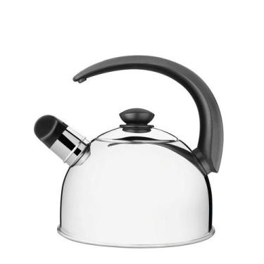 Imagem de Chaleira Tramontina com Apito em Aço Inox Cabo Preto 2,1 L, 2,1L, Prat