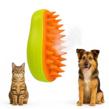 Imagem de Escova Pet 3 em 1 a Vapor para Cães e Gatos – Autolimpante, Massageadora e Removedora de Pelos – Recarregável com Cabo