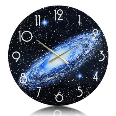 Imagem de Henescribe Relógios de parede de vidro de 61 cm para decoração de sala de estar, relógios de parede decorativos operados por bateria, relógios de cozinha silenciosos, relógio de parede para quarto