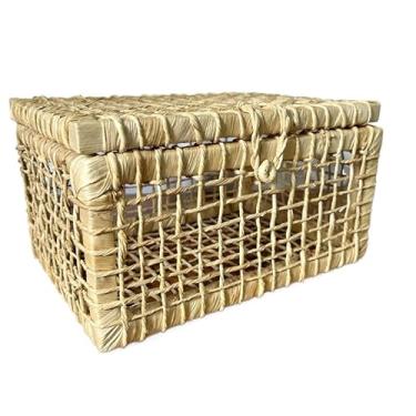 Imagem de Cesta Piquenique，Caixa Bau/Cesta Palha de Milho Organizadora((N°2) 28x20x16)