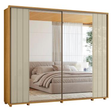 Imagem de Guarda Roupa Casal Dalí Ripado 2 Portas Deslizantes com 8 Espelhos - Madetec Cumaru/Opala