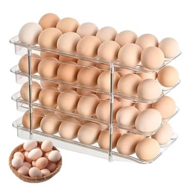 Imagem de Organizador De,Recipiente para Prateleira de Exibição - Caixa Transparente Grande Organizadora De 4 Andares Poupa Espaço Para Armazenamento Na Cozinha