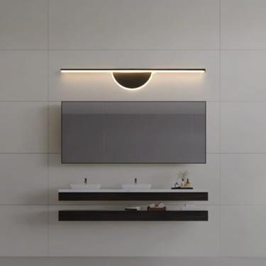 Imagem de GZZBMY Luminária de parede frontal com espelho LED alumínio acrílico à prova d'água moderno espelho de banheiro arandela barbeador de maquiagem para quarto sala de estar sobre armário (luz natural