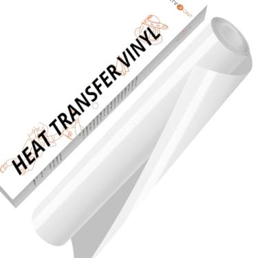 Imagem de HTVRONT Rolo De Vinil Htv Branco - 12" X 10 Pés Para Passar A Ferro Em Todas As Máquinas Corte, Rolos Transferência Calor Camisetas, Fácil Cortar E Com Design Remoção Ervas Daninhas