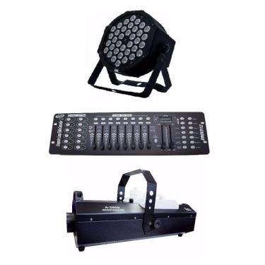 Imagem de Kit 4 Par Led 36W De 1W Dmx 512 Maquina De Fumaça 3000W