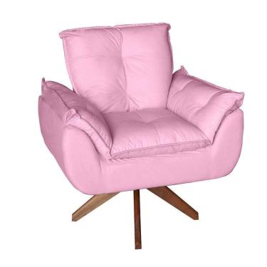 Imagem de Poltrona/cadeira Decorativa Glamour Opala Com Base Giratória 30cm Em Madeira Rosê