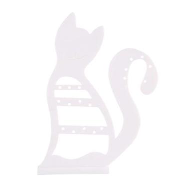 Imagem de kowaku Organizador de porta-brincos, coleção de joias, decoração de quarto em formato de gato, expositor exclusivo de brincos, porta-joias para cômoda, Branco