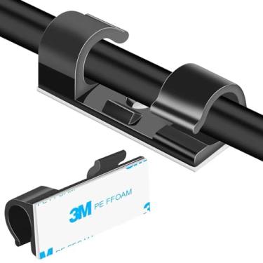 Imagem de Clearhill 100 braçadeiras de cabo, suportes de fio de parede, grampos de cabo adesivos mantêm os cabos limpos sob mesas, carros e computadores (transparente) (1274-preto)