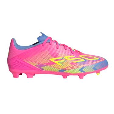 Imagem de adidas Tênis unissex adulto F50 League Firm Multi Ground, Rosa lúcido/limão lúcido/azul fusão, 13 Women/12 Men