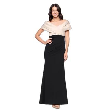 Imagem de Betsy & Adam Vestido feminino drapeado tomara que caia decote coração, Champ/preto, 42