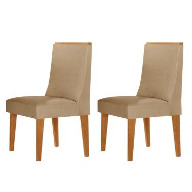 Imagem de Conjunto com 2 Cadeiras MDF Lisboa para Sala de Jantar Moderna Mobília - Turim 07/Naturale