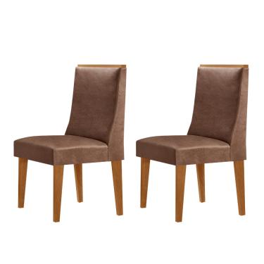 Imagem de Conjunto com 2 Cadeiras MDF Lisboa para Sala de Jantar Moderna Mobília - Tork/Naturale