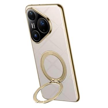 Imagem de HAOMRIYL Capa de couro magnética para Huawei Pura 80 Ultra/80 Pro+/80 pro/80, capa luxuosa leve galvanizada com suporte à prova de choque, branca, 80 Ultra