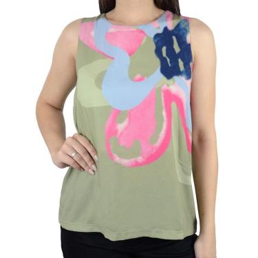 Imagem de Regata Feminina Gatos e Atos Viscose Crepe Verde - G2407-Feminino