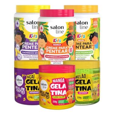 Imagem de Kit Kids de Açaí, Manga e Melão com 3x Cremes de Pentear + 3x Gelatinas Salon Line