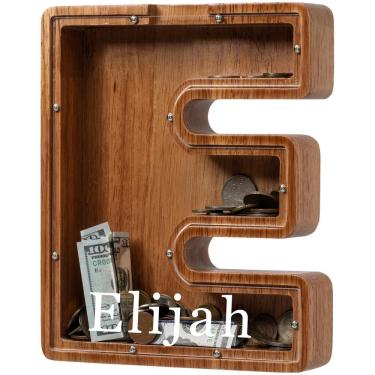 Imagem de Cofrinho de madeira personalizado para crianças, tamanho grande