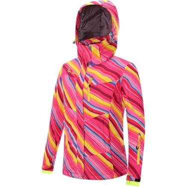Imagem de Casaco De Esqui De Neve Feminino Inverno Roupas De Esqui Ao Ar Livre Senhoras Plus Veludo Jaqueta De Camuflagem Grossa à Prova De Vento Jaqueta De Esqui Quente à Prova D'água, Rose Red, XXL