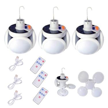 Imagem de Lâmpada de acampamento solar dobrável 3 em 1, luzes de barraca, bateria recarregável, lanterna portátil de LED dobrável para falhas de energia, gancho de emergência de furacão para blecaute, ambientes