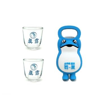 Imagem de MYTEMS Conjunto de 2 copos de shot Soju coreano + abridor de garrafa sapo de vidro Jinro Soju