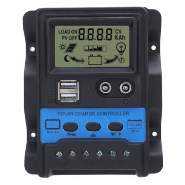 Imagem de PWM Solar Charge Controller Display LCD 12V 24V Auto Reconhecimento Dual USB Saída Painel Solar Regulador de Bateria com Parâmetros Ajustáveis para RV Boat Home Off Grid System (60a)