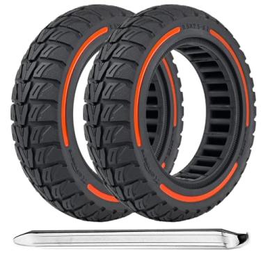 Imagem de TOCBEUU Pneus sólidos de 9,5 x 2,5 a 6,1 para scooter elétrica, rodas de substituição off-road, pneu de borracha sem câmara para NIU KQi3 Pro/Max/Sport scooter elétrica - vermelho (2 peças)