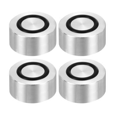 Imagem de uxcell Rosca M8 30 mm / 1,2" diâmetro 20 mm espessura disco adaptador superior 4 peças redondo sólido mesa pés almofada placa hardware com anel de borracha antiderrapante