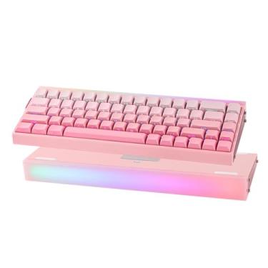 Imagem de EPOMAKER Teclado magnético para jogos Aula Hero68 HE, acionamento ajustável de 0,01 mm, interruptor rápido de efeito Hall de 8 kHZ, caixa RGB e luz de fundo, programável, 65% QWERTY (rosa)