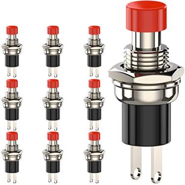 Imagem de DIYhz Interruptor De Botão Momentâneo, 1A 250Vac Spst Mini Interruptores Normalmente Abertos (Sem) Tampa Vermelha - 10 Unidades