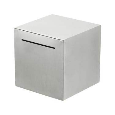 Imagem de PATIKIL Cofrinho para adultos, cofrinho inquebrável de metal prateado deve quebrar para abrir caixa de dinheiro para ajudar a economizar dinheiro para dinheiro e cheques, 12 cm