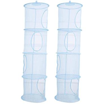 Imagem de 2 peças cesta de armazenamento dobrável de malha suspensa de 4 camadas, organizador de brinquedos e roupas que economiza espaço para armário, berçário, banheiro, lavanderia e quarto infantil (azul)