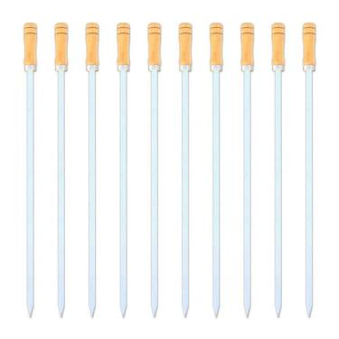 Imagem de Kit 10 Pçs Espeto Alumínio Simples Chato Estreito Aperitivos e Petisco